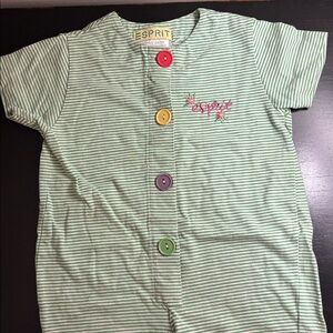 Esprit Green Striped Baby Onesie with Multicolor Buttons